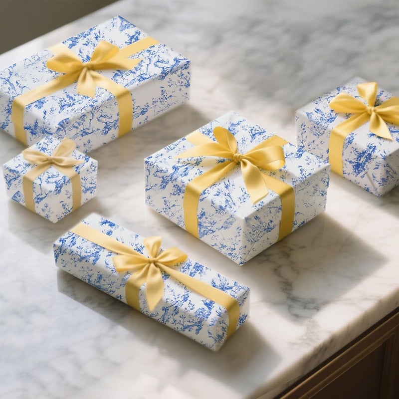 Ethanberg 60 Sheets Gift Wrapping Tissue Paper Bulk, Vintage Blue Floral Tissue Paper for Gift Bags, Decorative Art Papers for DIY Crafts Wedding Birthday Baby Showers Holiday Party Decor, 20x14 Inches - Image 5